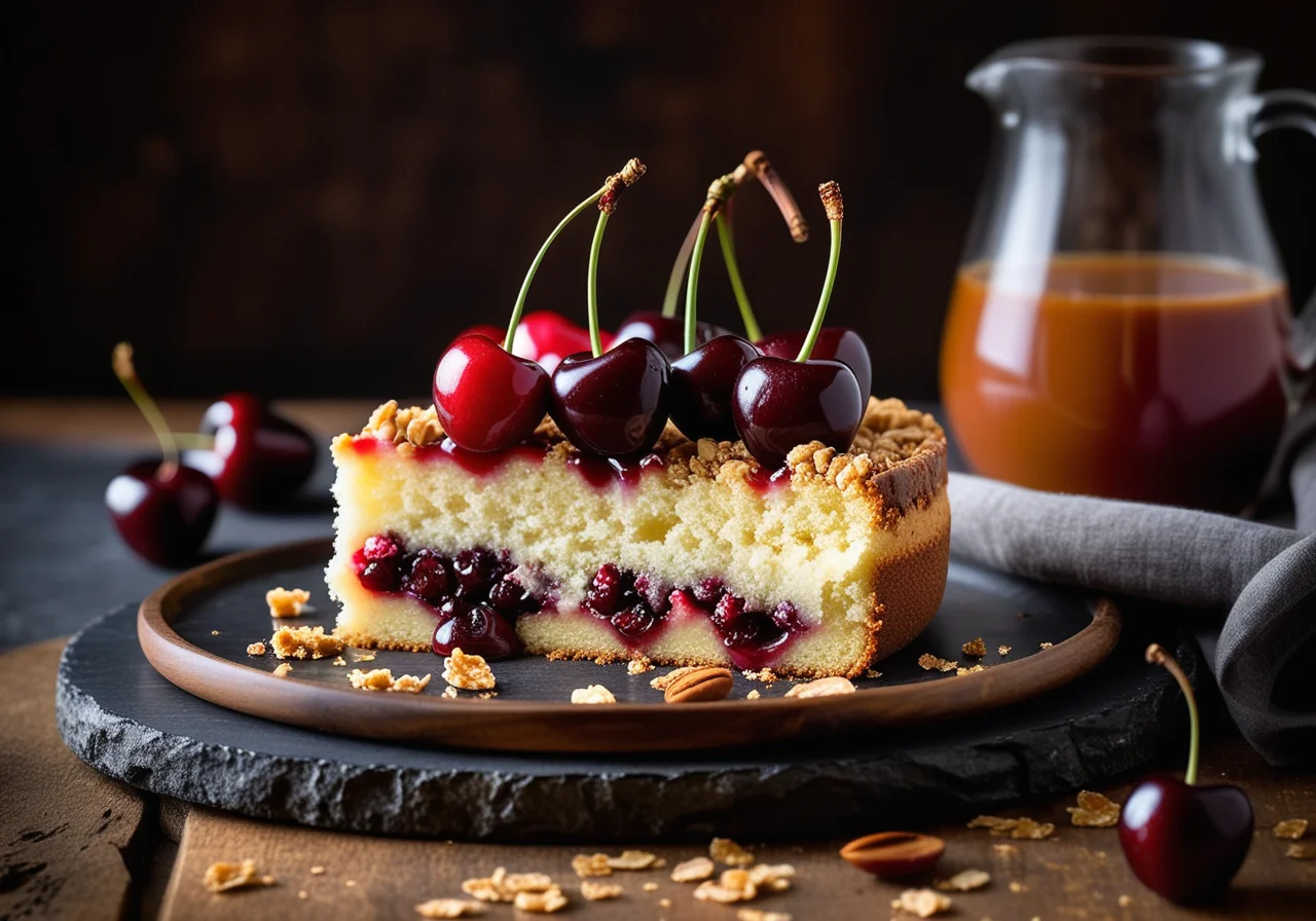 Cherry Cake with Crumble