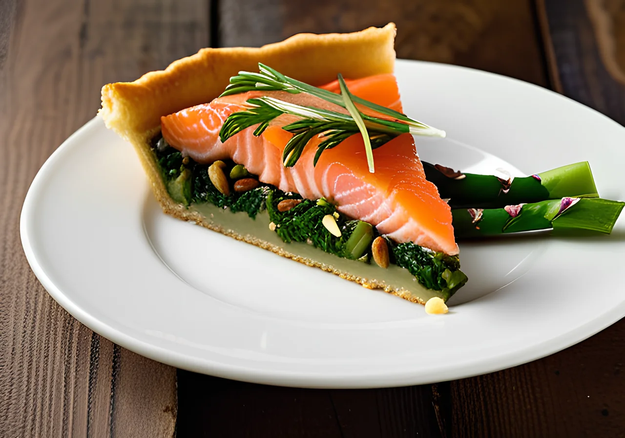Wild Garlic Asparagus Tart with Salmon