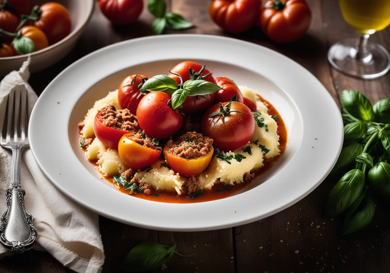 Veal Ragout with Stuffed Tomatoes