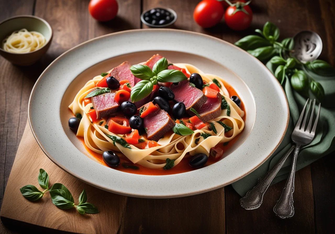 Red Barbel Fillets with Ribbon Pasta