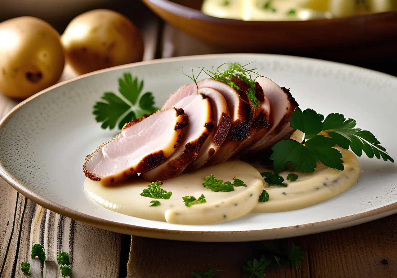 Pork Head Meat with Horseradish, Chervil Sauce and Potatoes