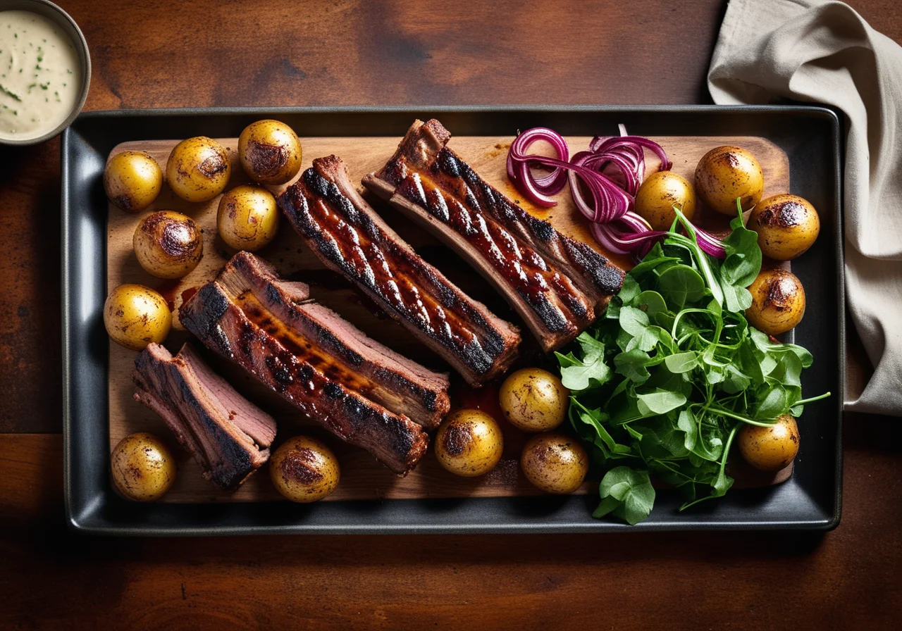 Grilled Spare Ribs with Potato Salad