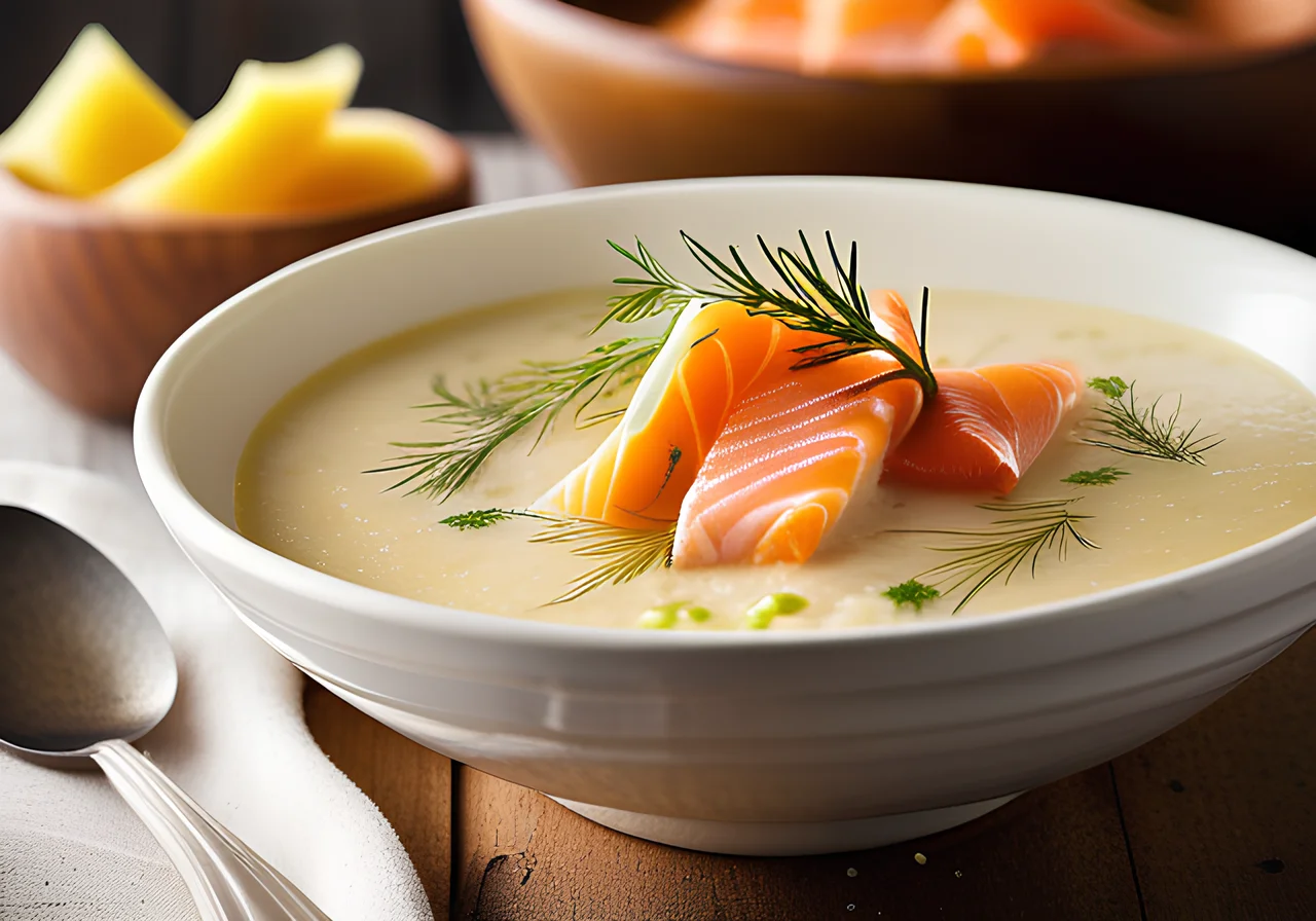 Foamy Potato Soup with Smoked Salmon