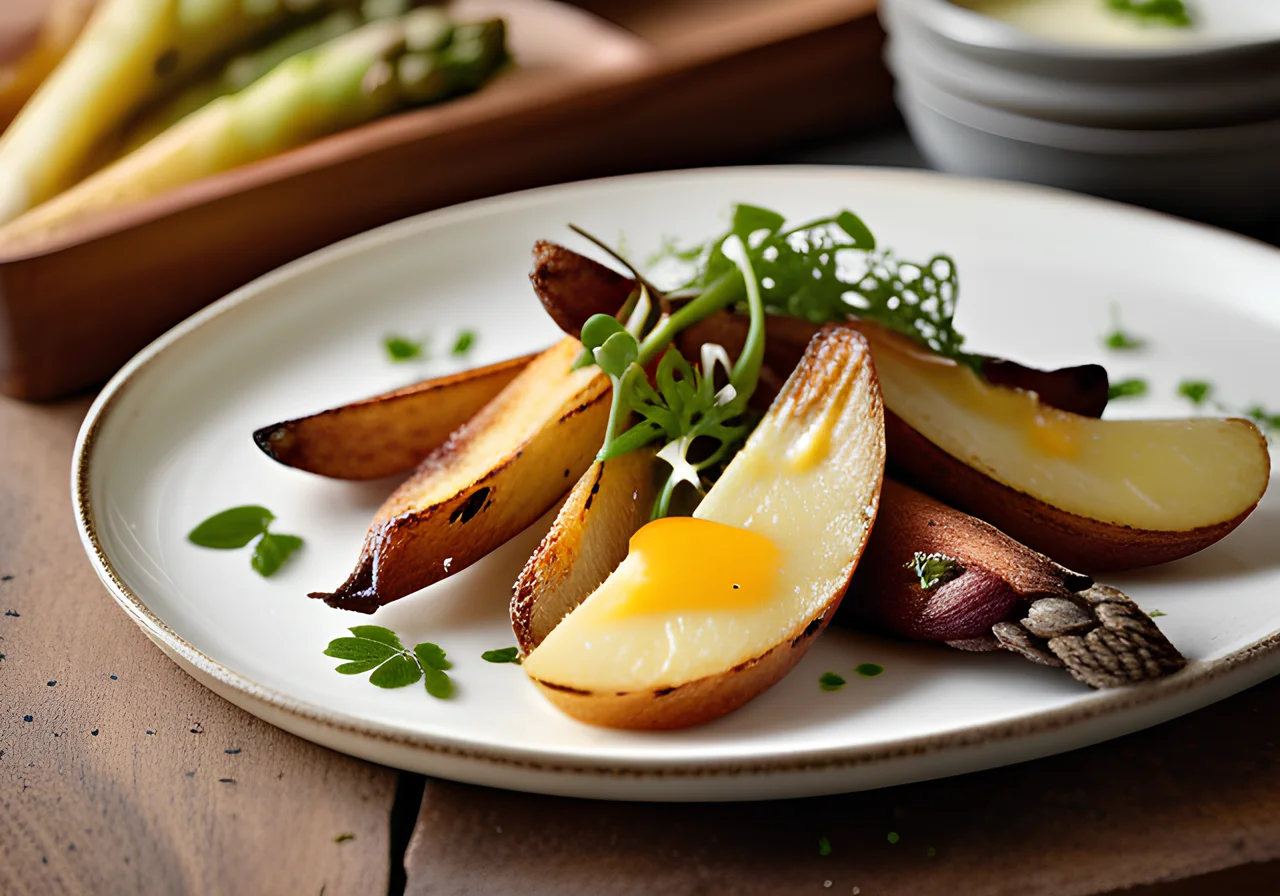 Baked Asparagus with Fried Potatoes