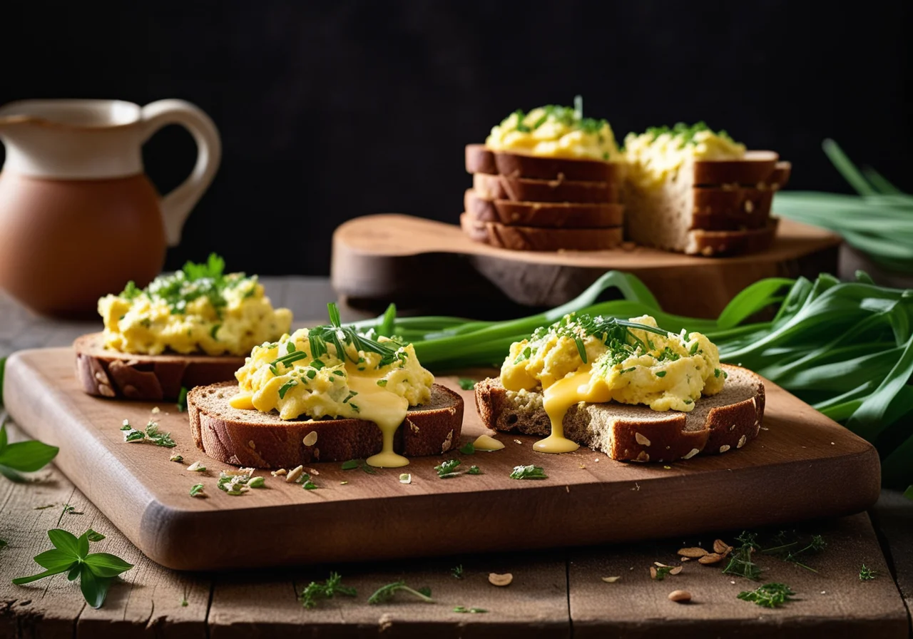 Bacon Scrambled Eggs with Wild Garlic
