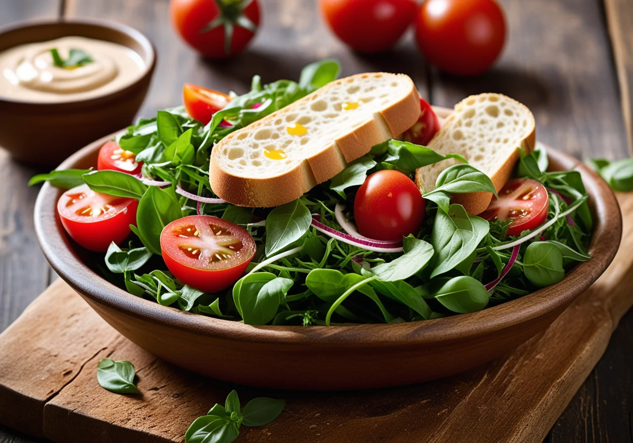 Ciabatta Salad with Arugula and Tomato