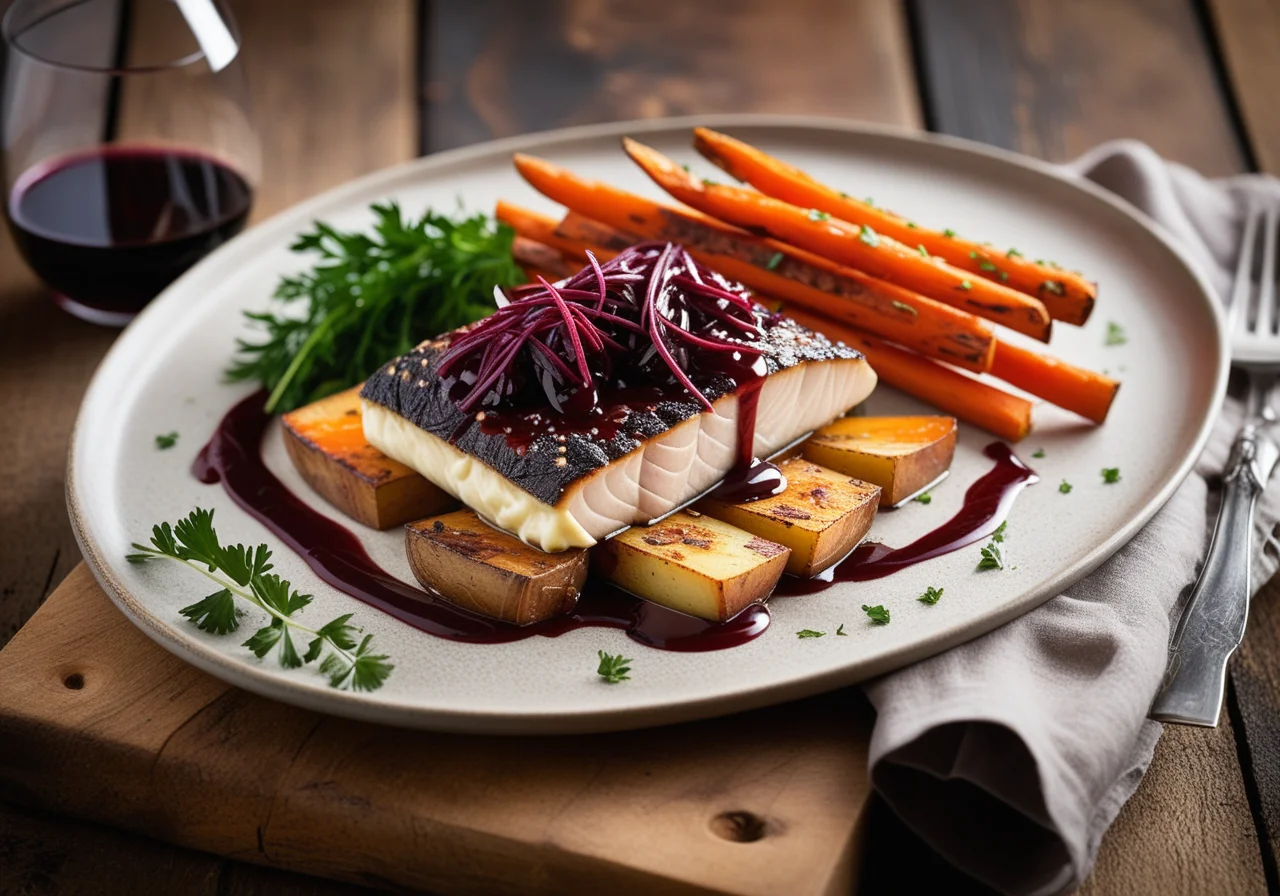 Pike Fillet with Red Wine Sauce