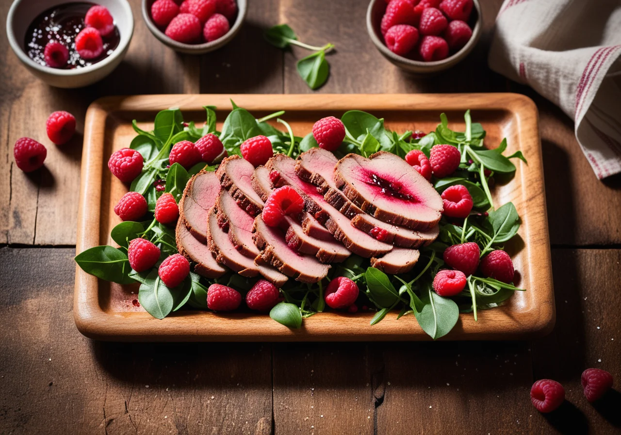 Paprika Salad with Raspberries and Duck Breast