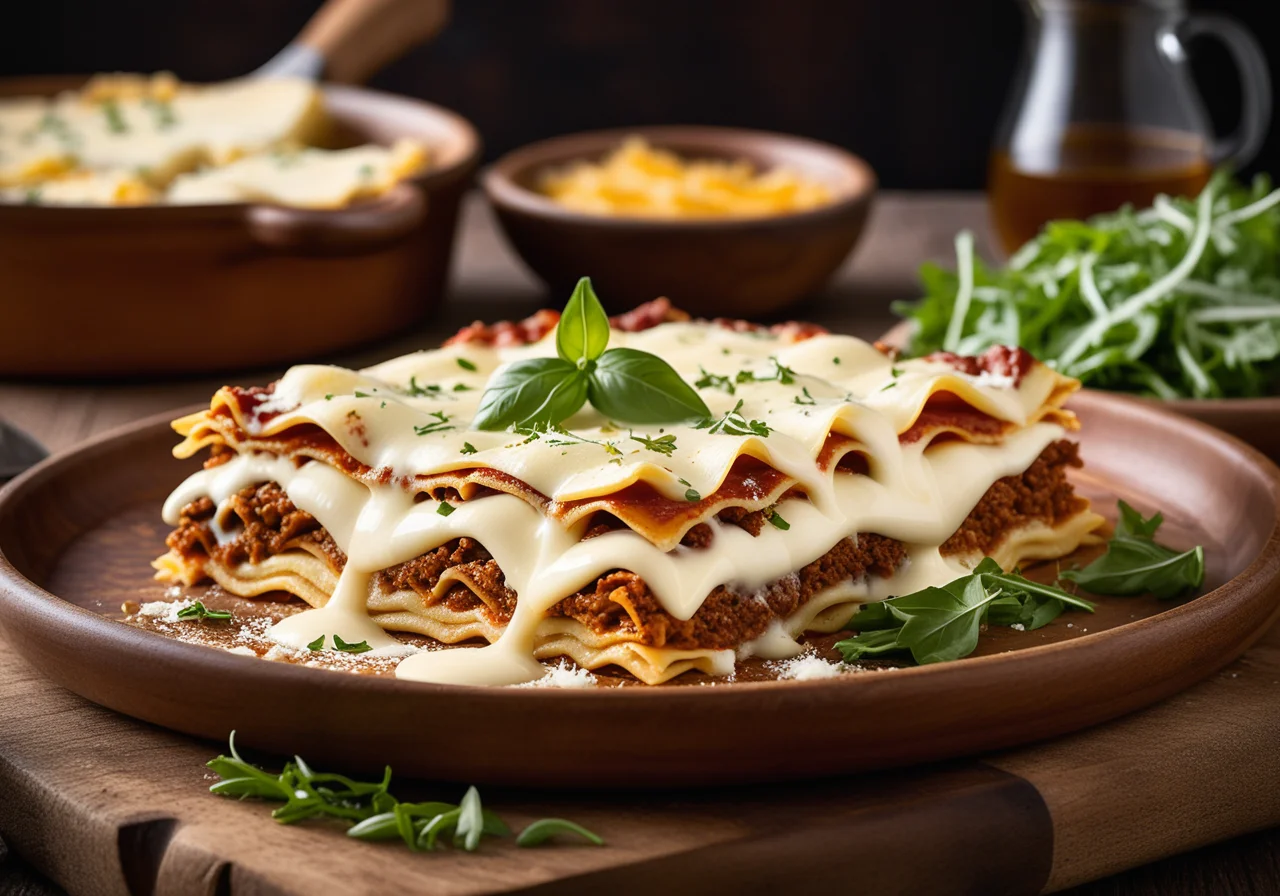 Lasagna and Tomato Salad with Rocket