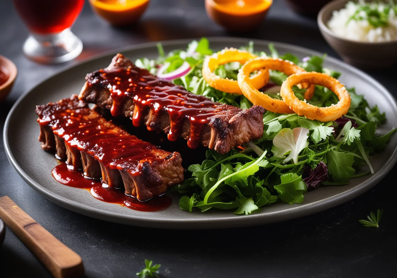 Pikante Rippchen mit grünem Salat