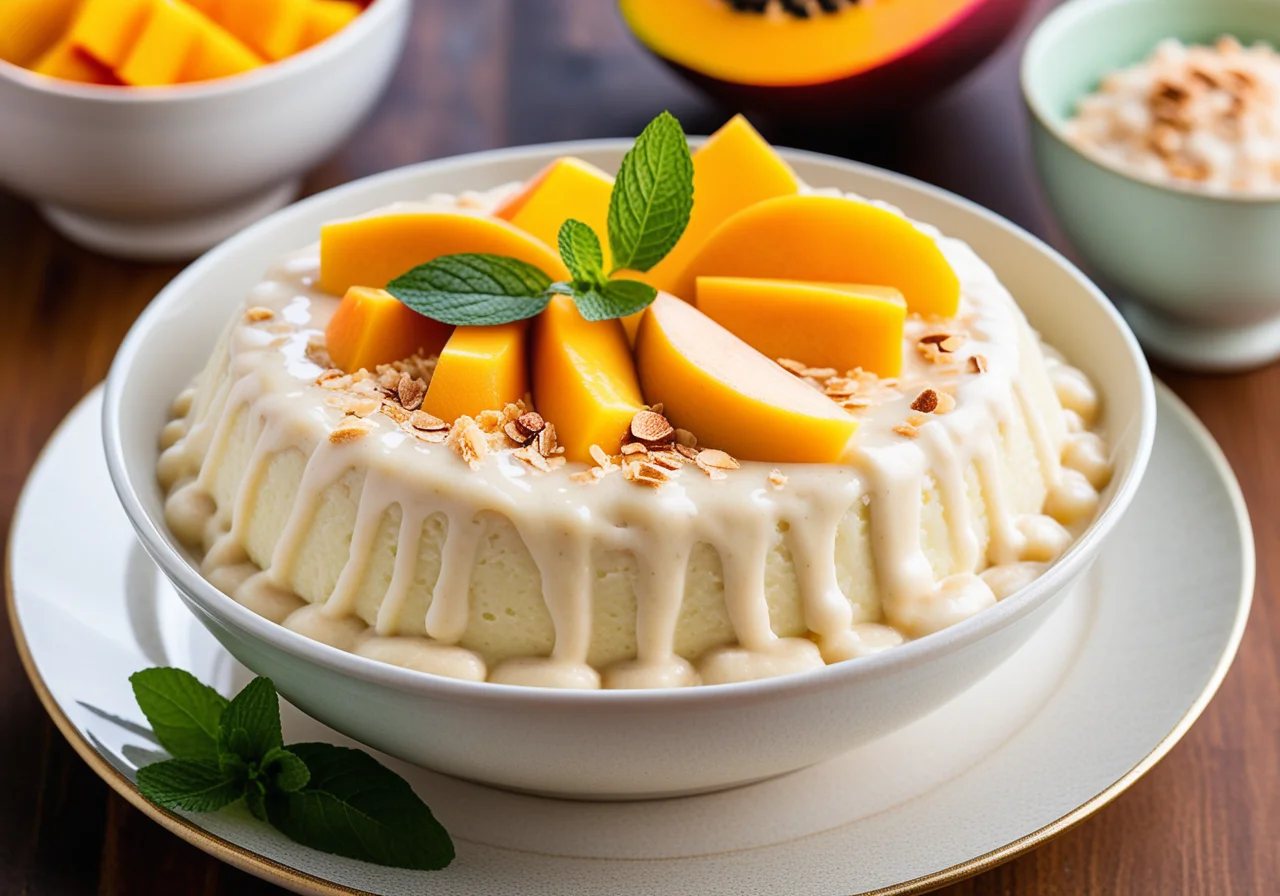 Rice pudding with exotic fruits