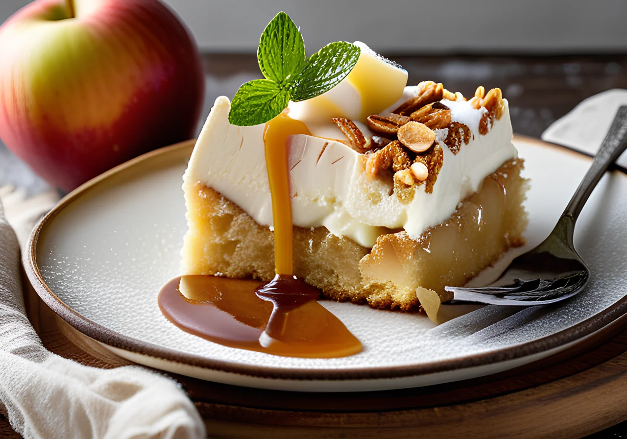 Apple Cake with Cream Topping