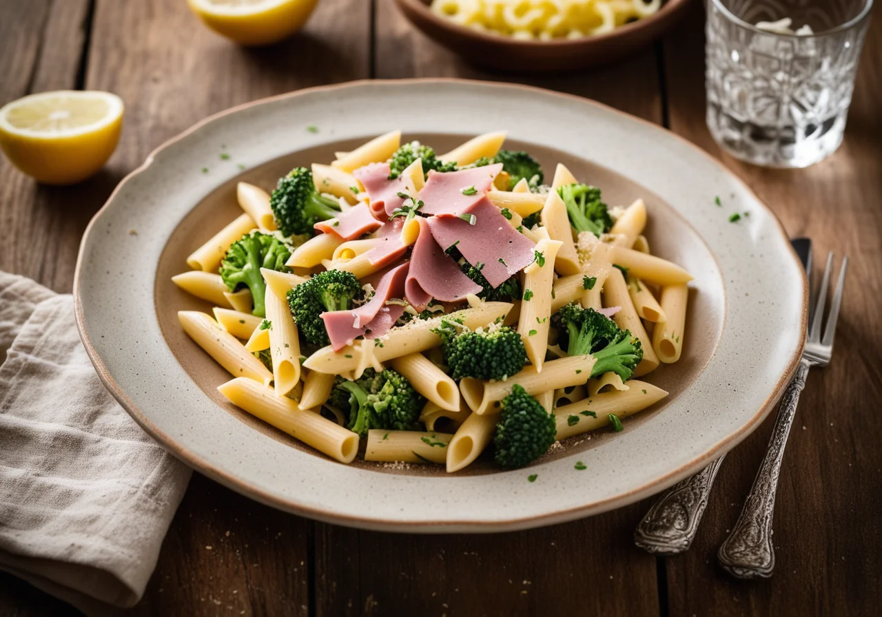 Penne with Broccoli and Mortadella