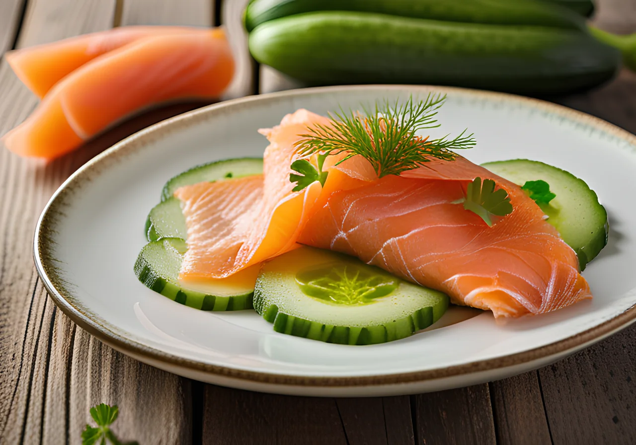 Omelette with Salmon and Cucumber