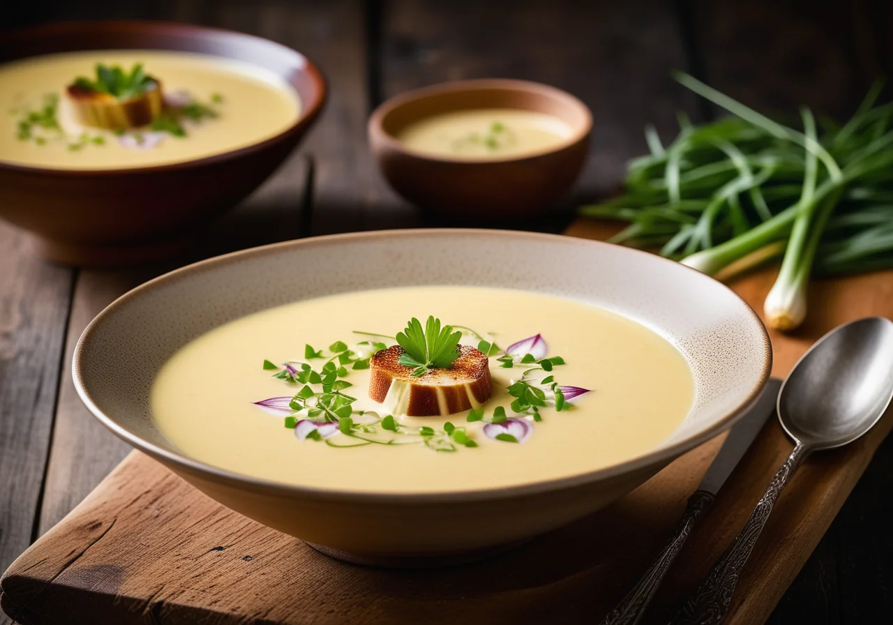 Garlic Cream Soup with Red Barbel