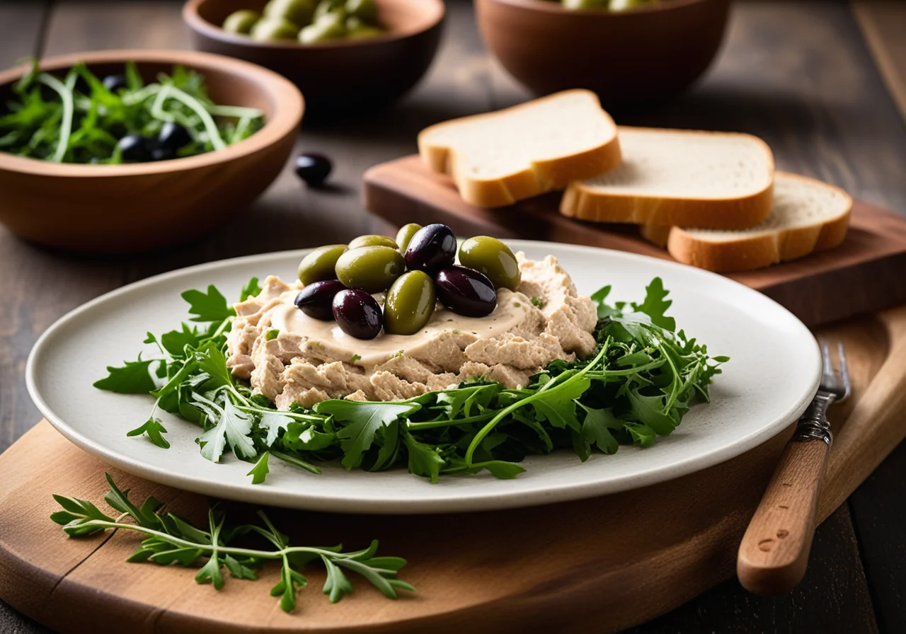 Chicken Spread with Arugula on Bread