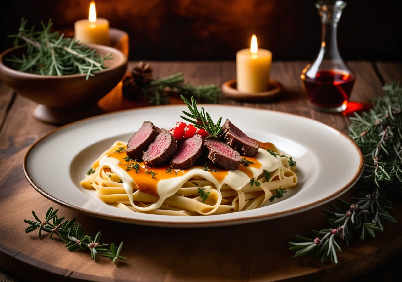 Venison with Pasta Pockets