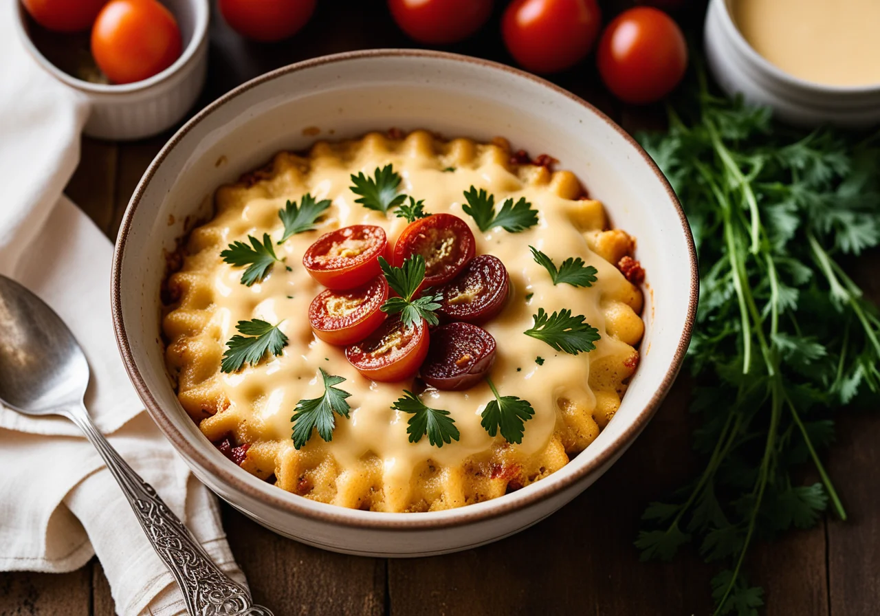 Schupfnudel Gratin with Leek and Dried Tomatoes