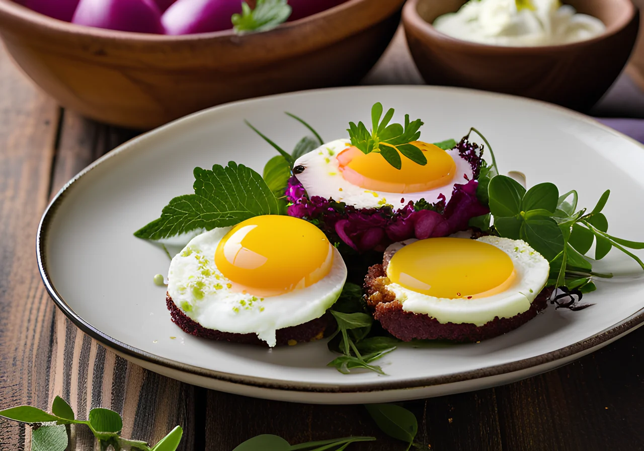Green Pea Patties with Egg, Goat Cheese and Red Onions