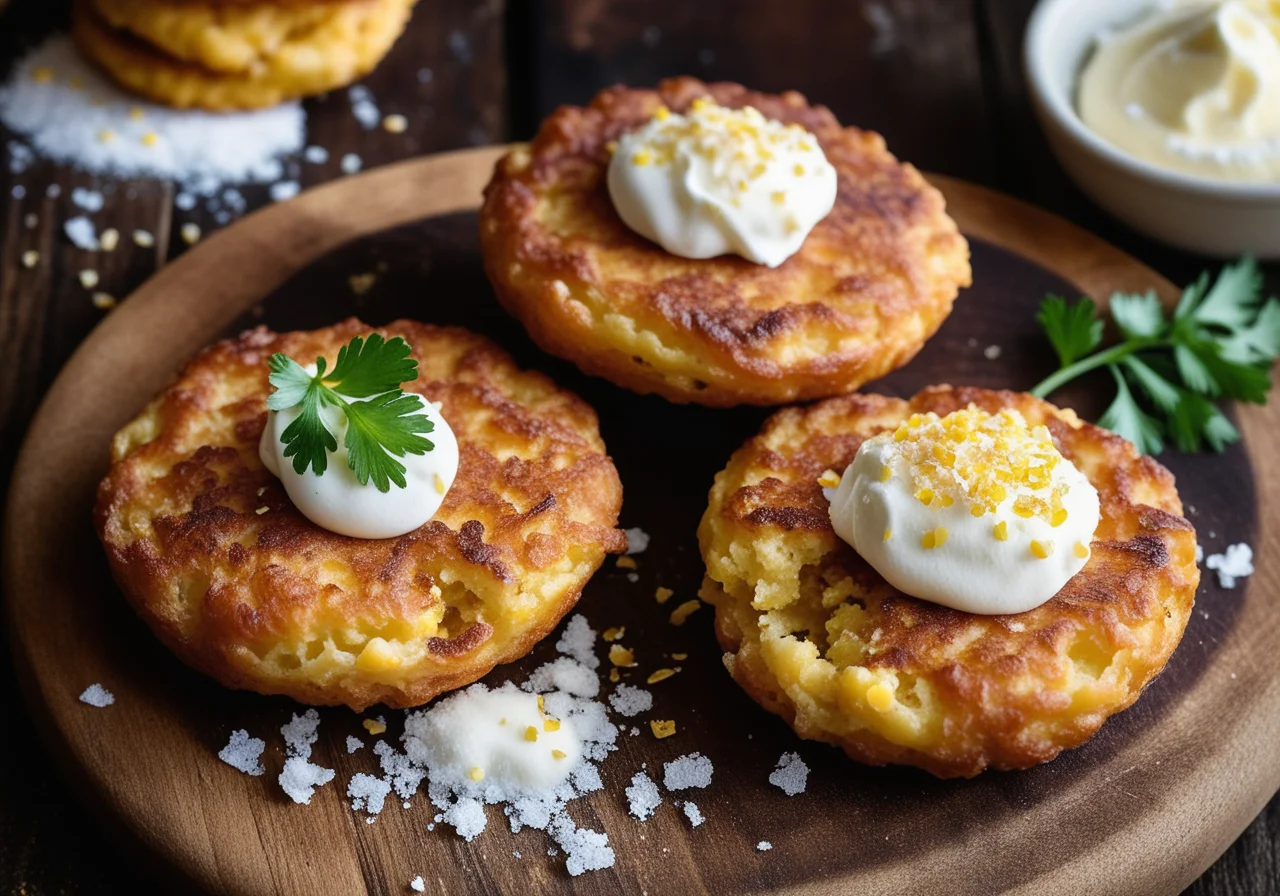 Corn fritters with corn cobs