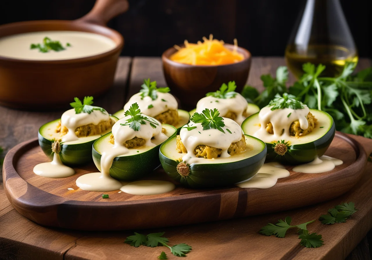 Stuffed Zucchini with Millet and Cheese