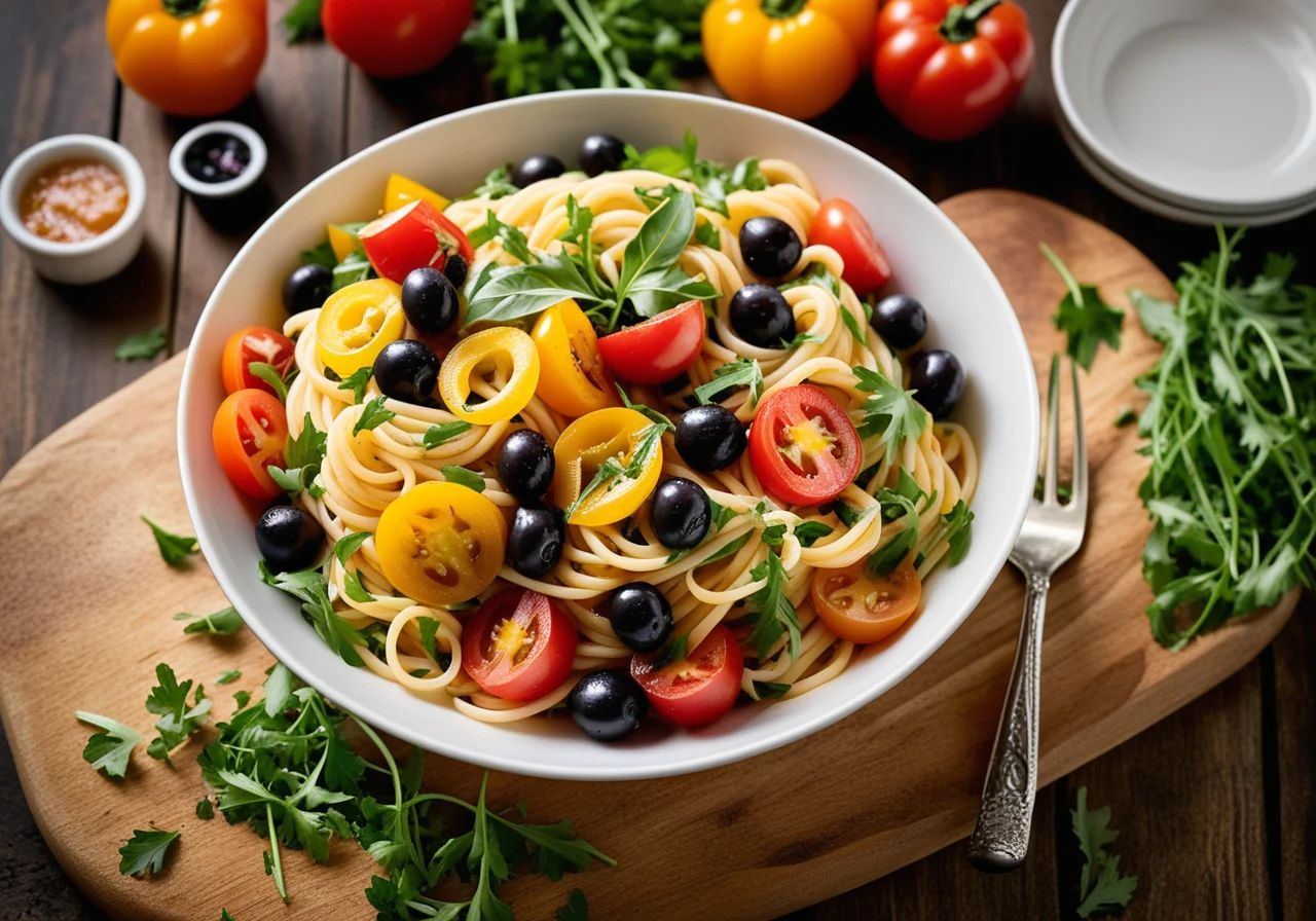 Pasta Salad with Arugula and Vegetables