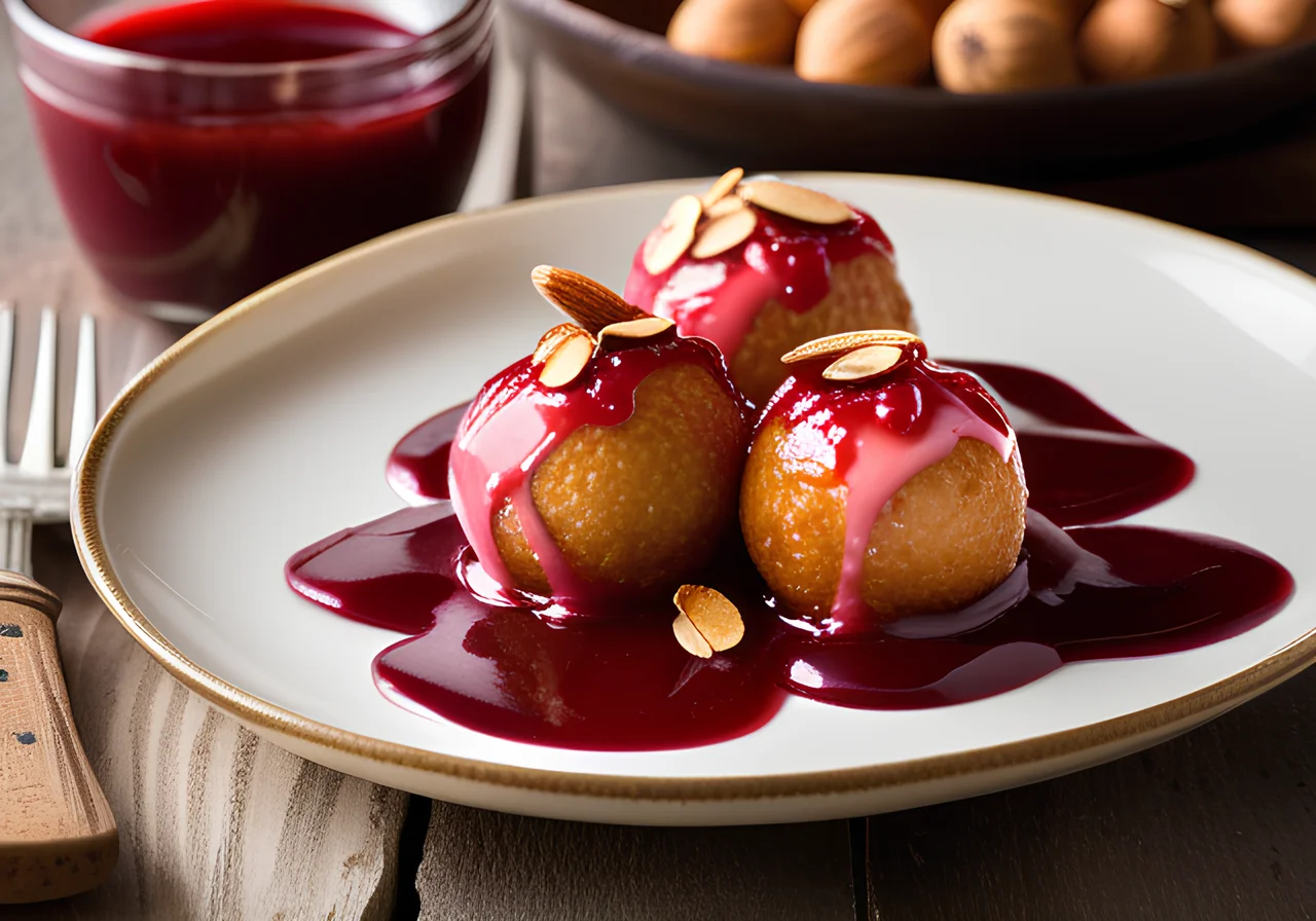 Quark Balls with Raspberry Sauce