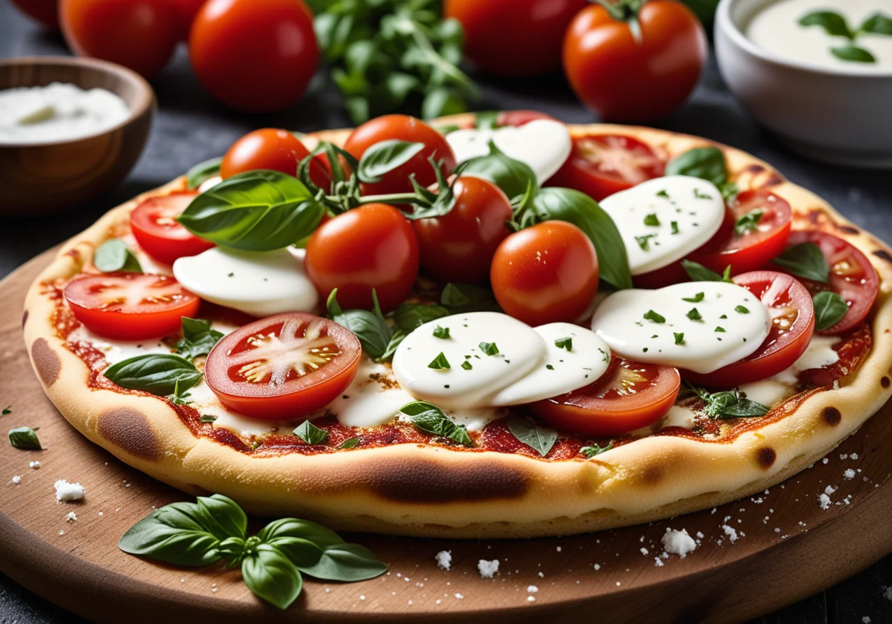 Pancake Pizza with Tomatoes and Mozzarella