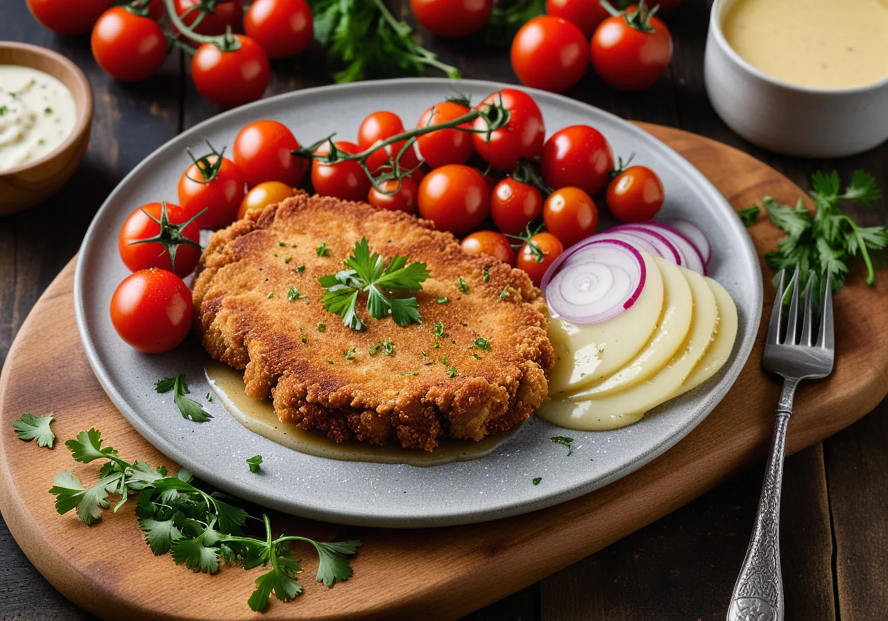 Turkey Schnitzel with Tomatoes and Onions