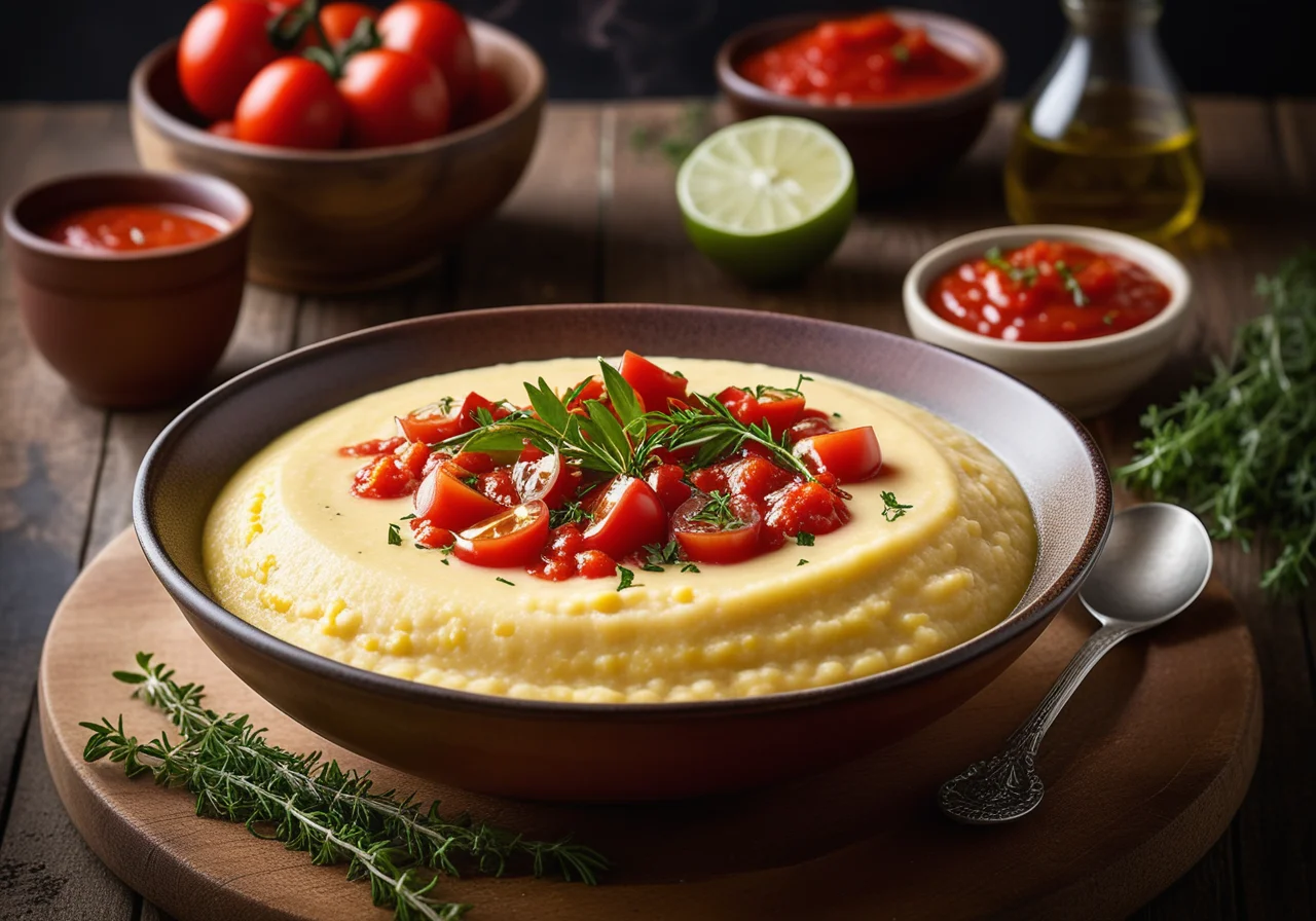 Corn Porridge and Spicy Tomato Sauce from Africa