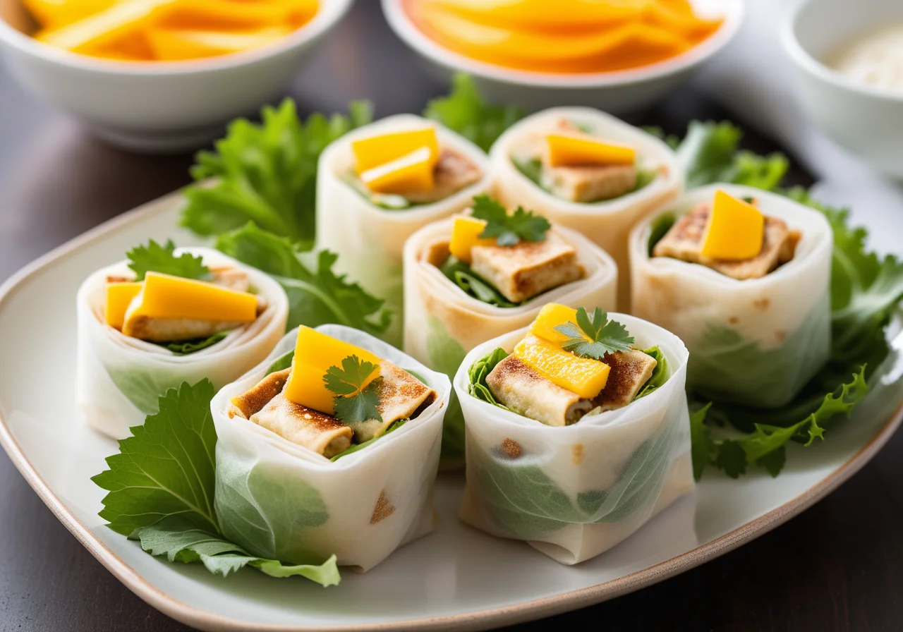 Vietnamese-Style Spring Rolls with Tofu and Mango