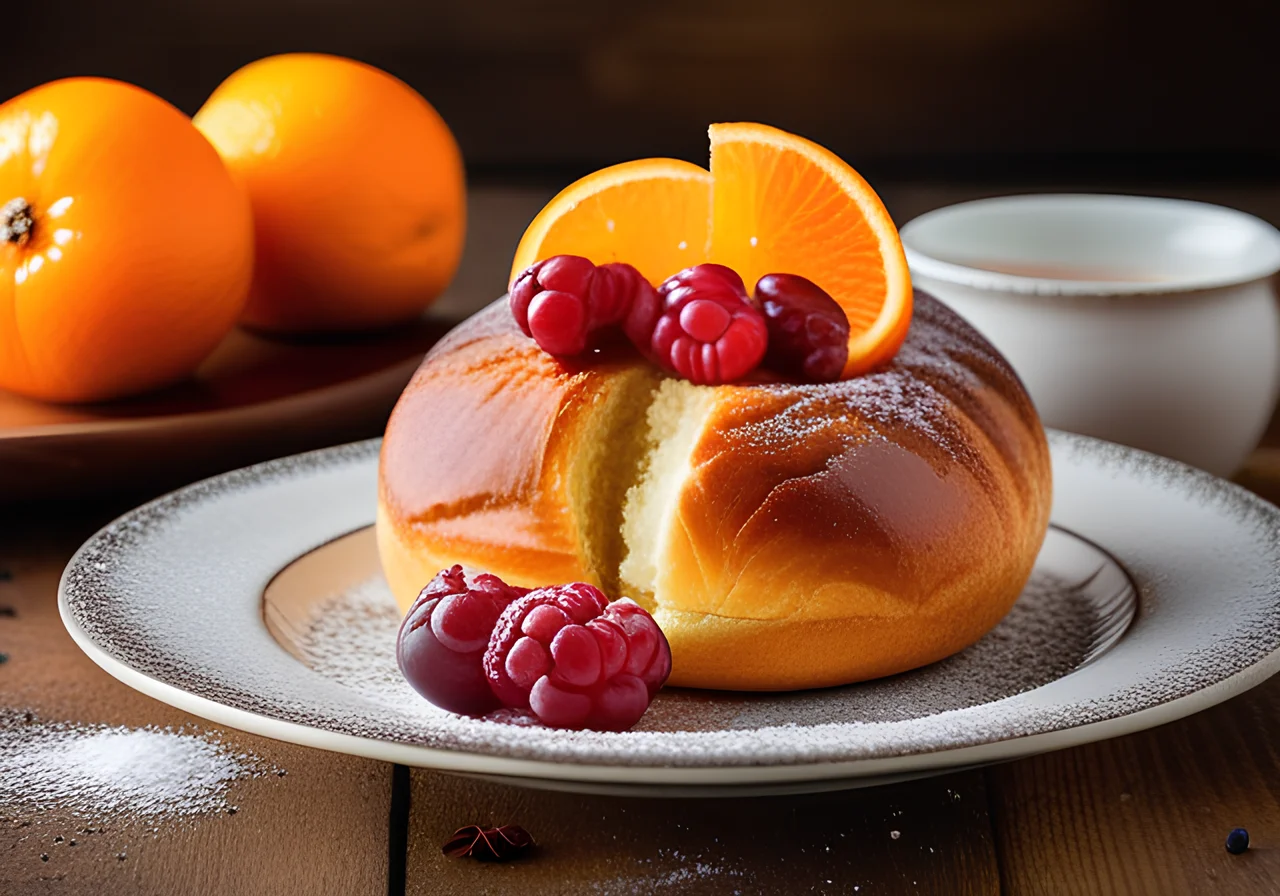 Serviettenknödel with Baked Fruit Compote