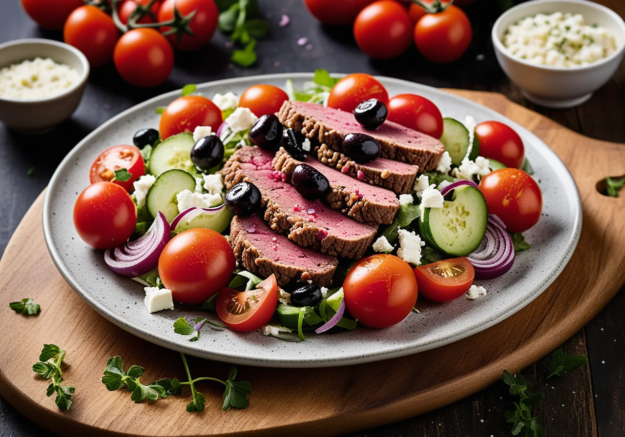 Ground Meat Steaks with Feta and Oregano