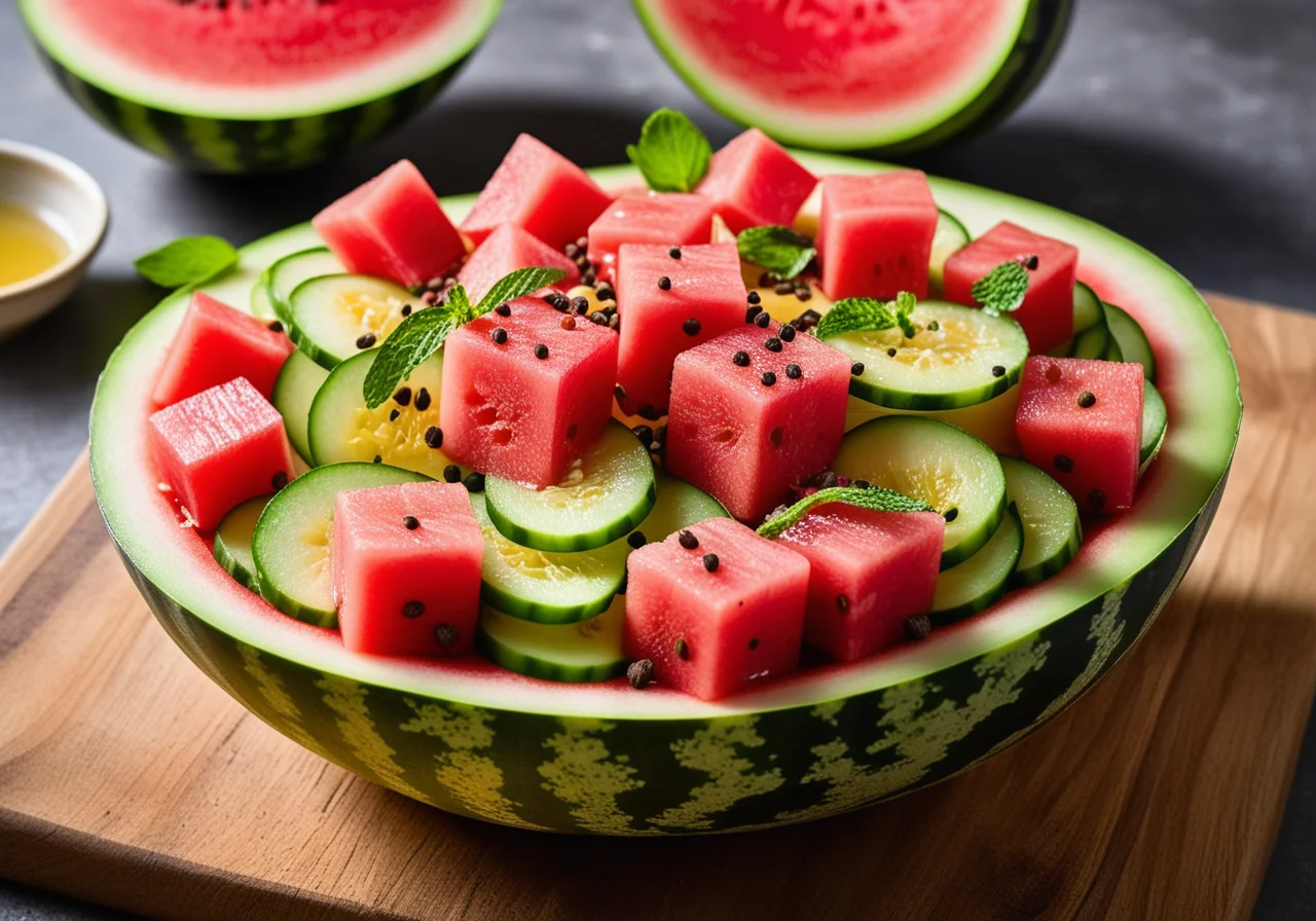 Summer Salad with Cucumber and Melon
