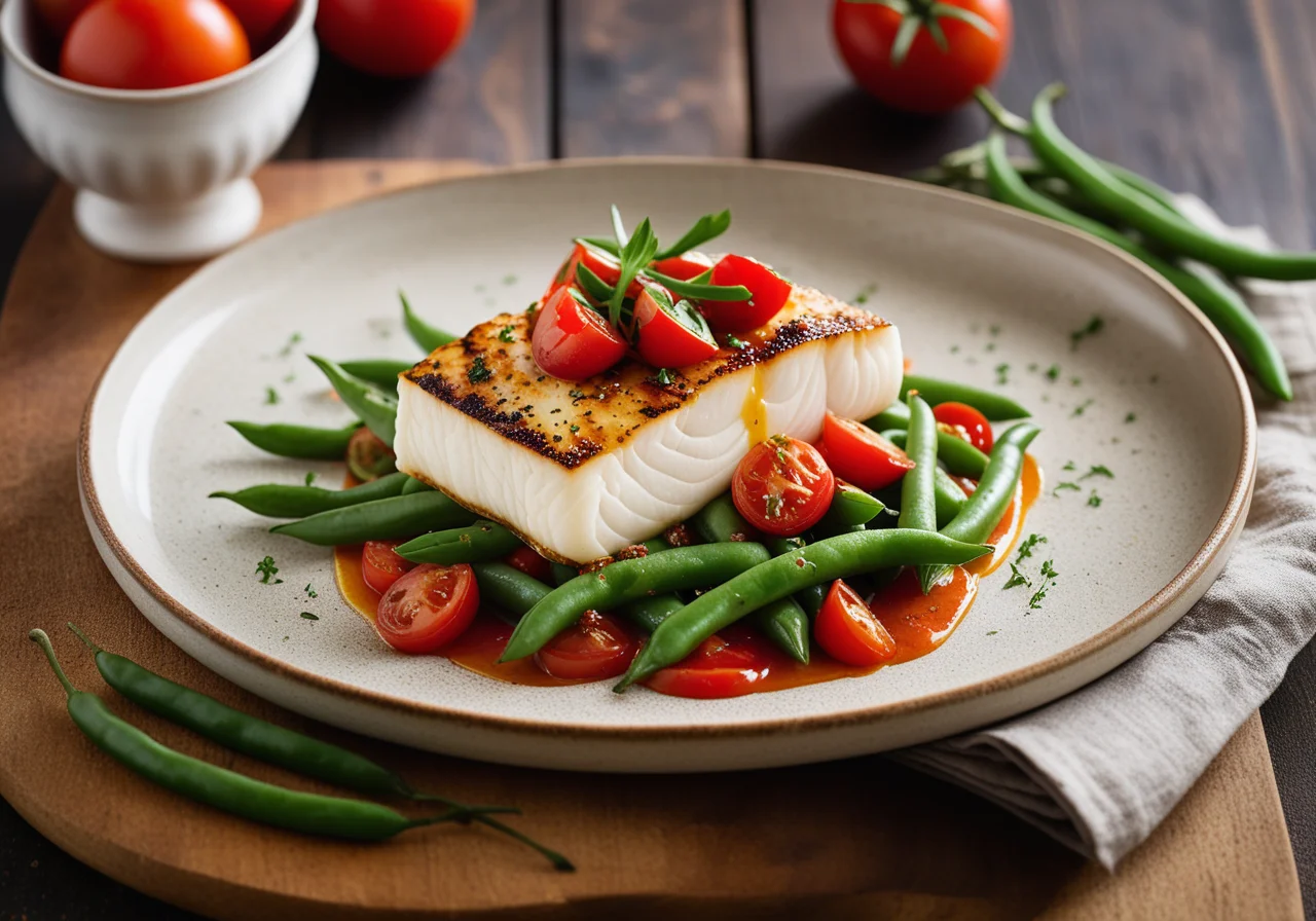 Cod with Olive-Tomato Cap