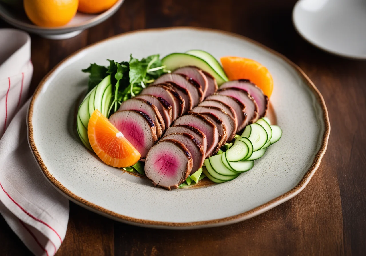 Duck Breast with Melon and Lettuce