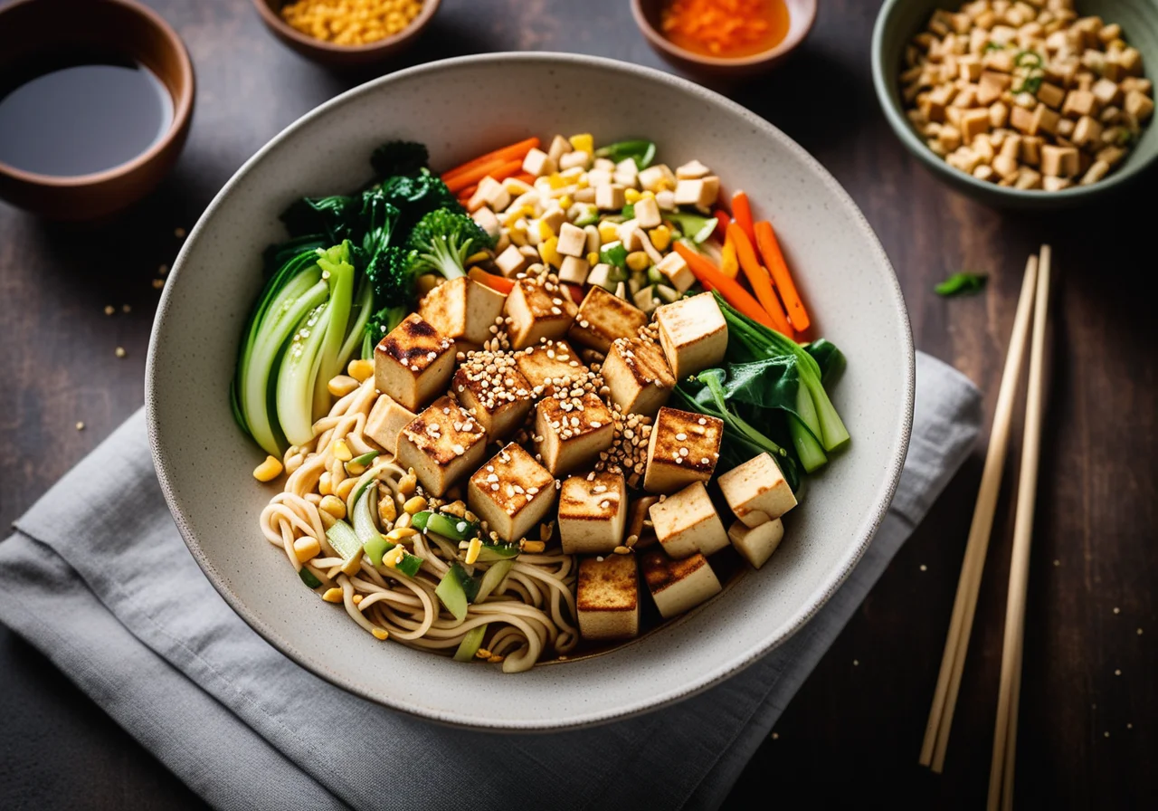 Tofu with Vegetables and Noodles
