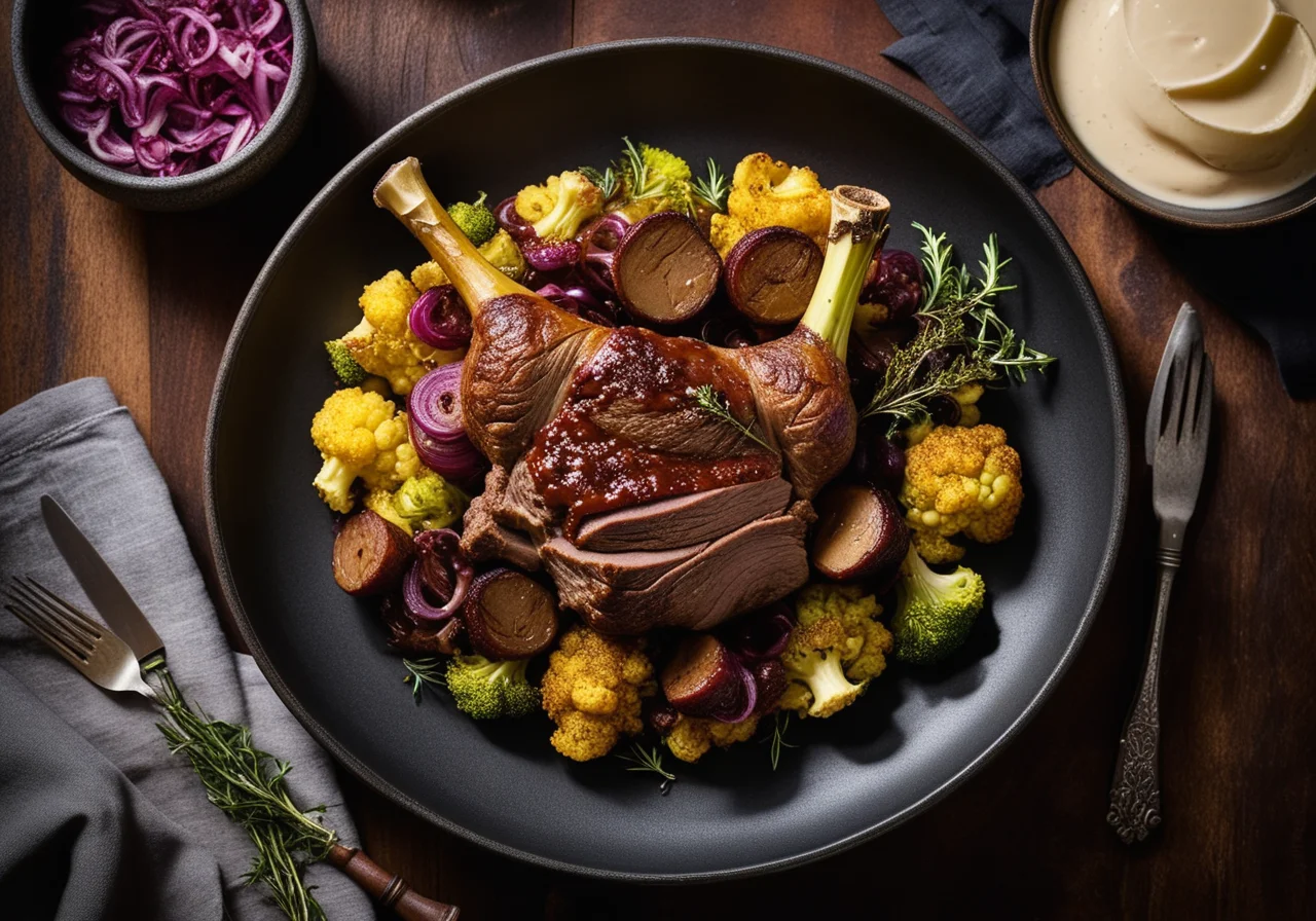 Lamb with Cauliflower Onion Vegetables