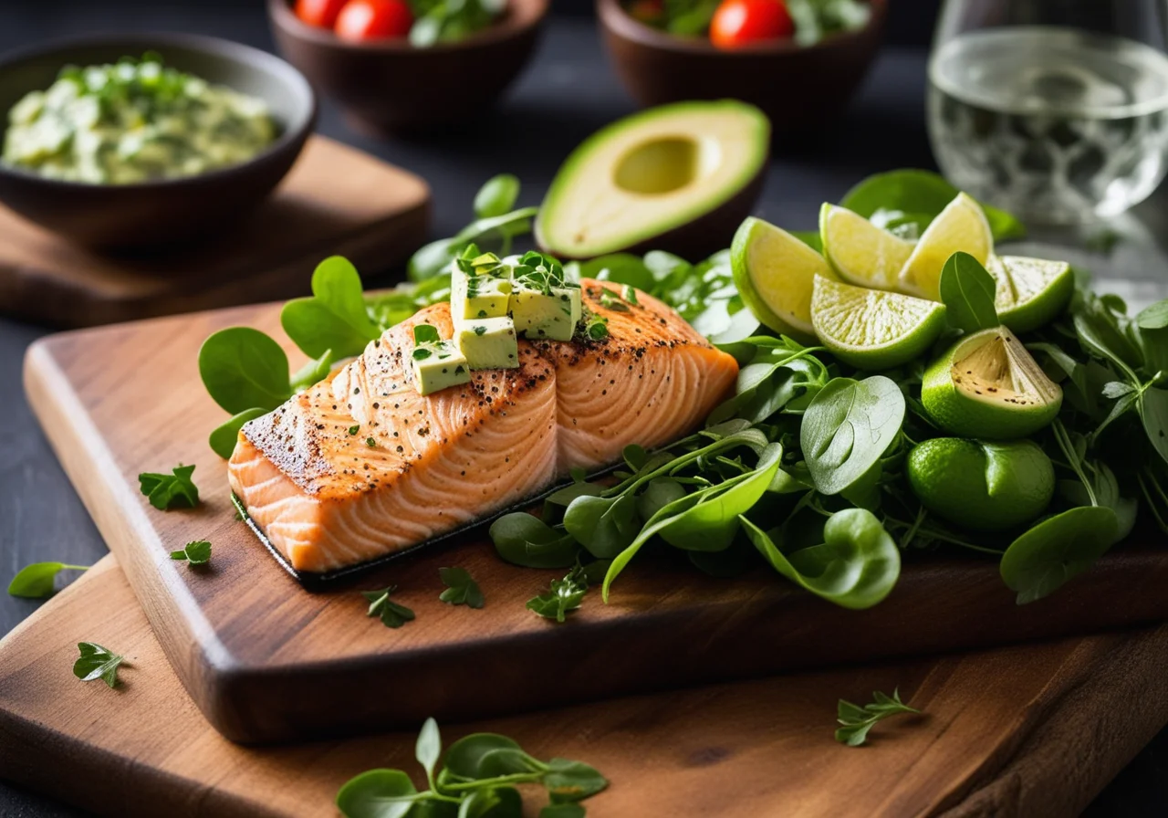 Baked Salmon with Avocado Salad