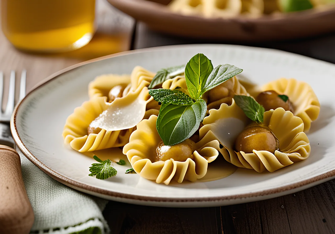 Whole Wheat Spinach Pasta with Sheep Cheese Chickpea Filling
