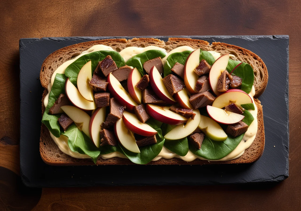 Bread with Fried Liver and Apple