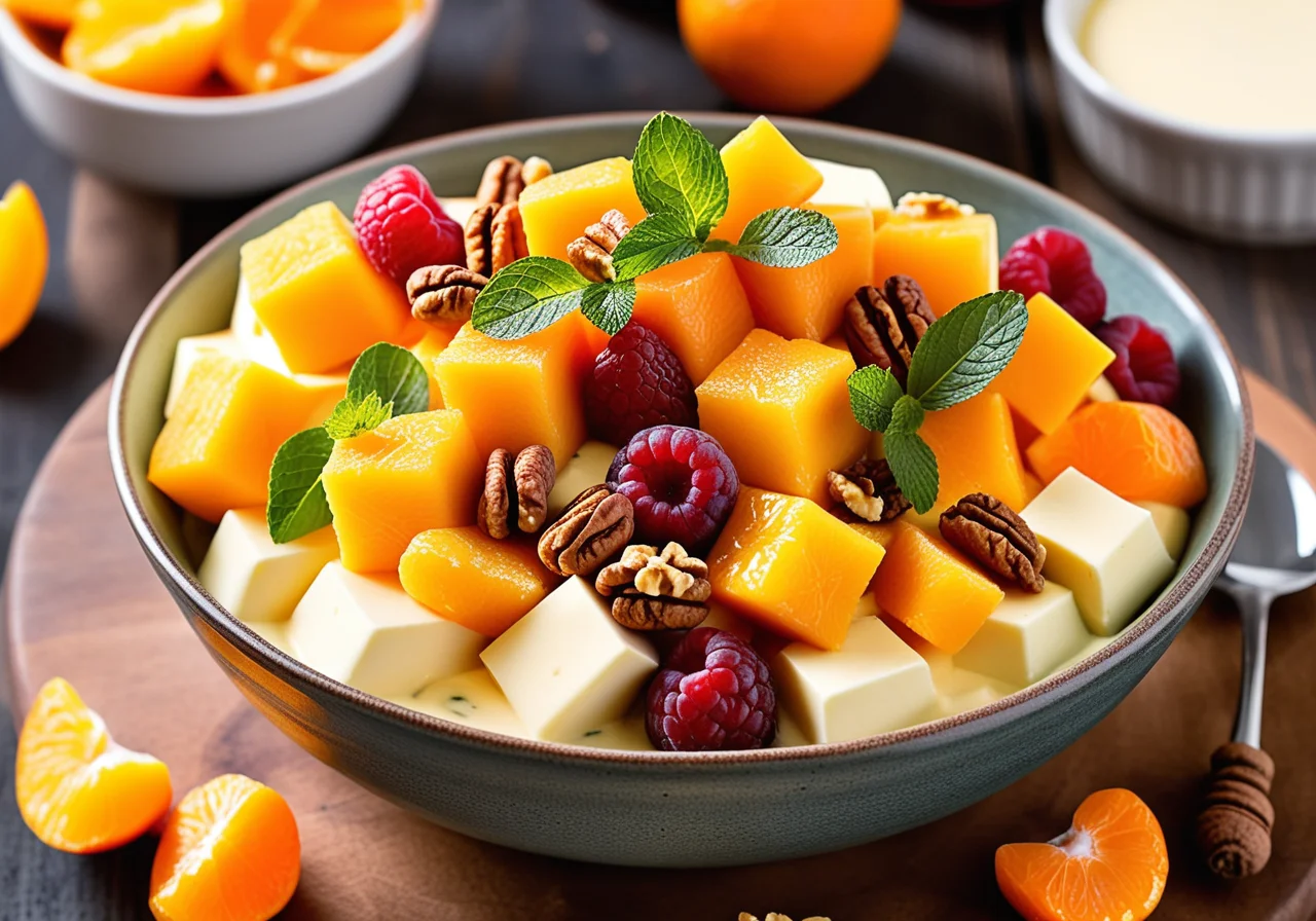 Fruit Salad with Cheese and Croutons