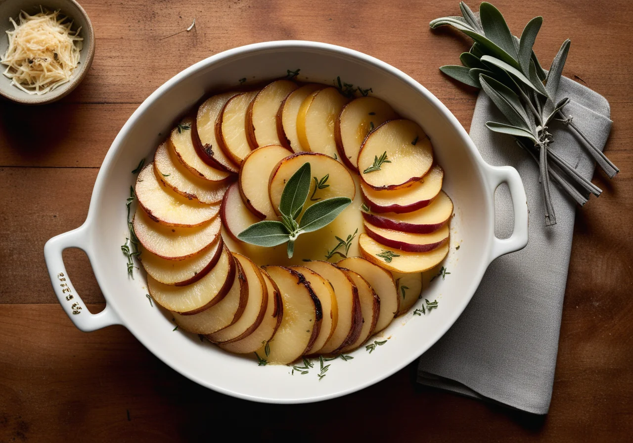 Potato Gratin with Apple and Kassler