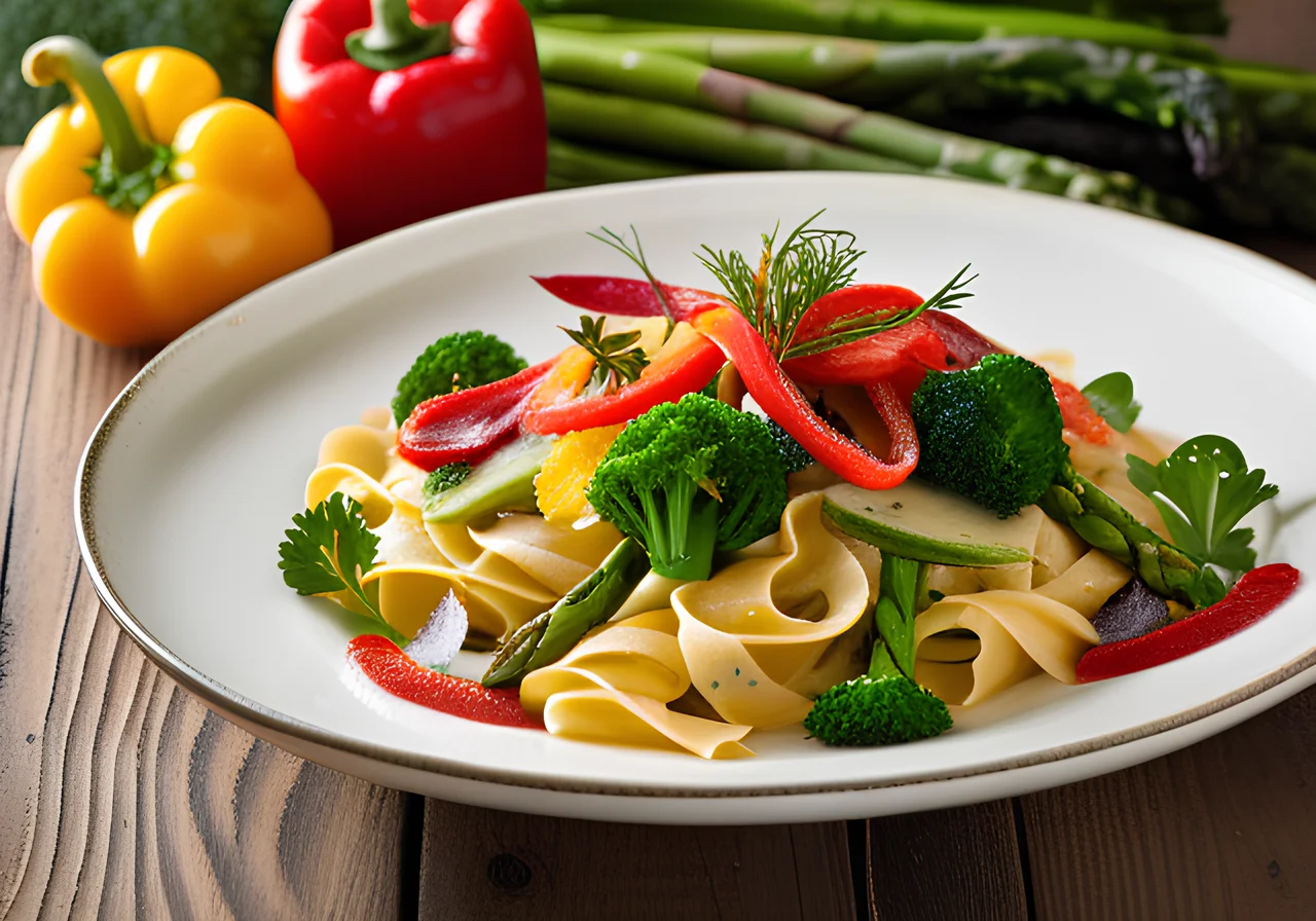 Tagliatelle with Vegetables and Cream Sauce
