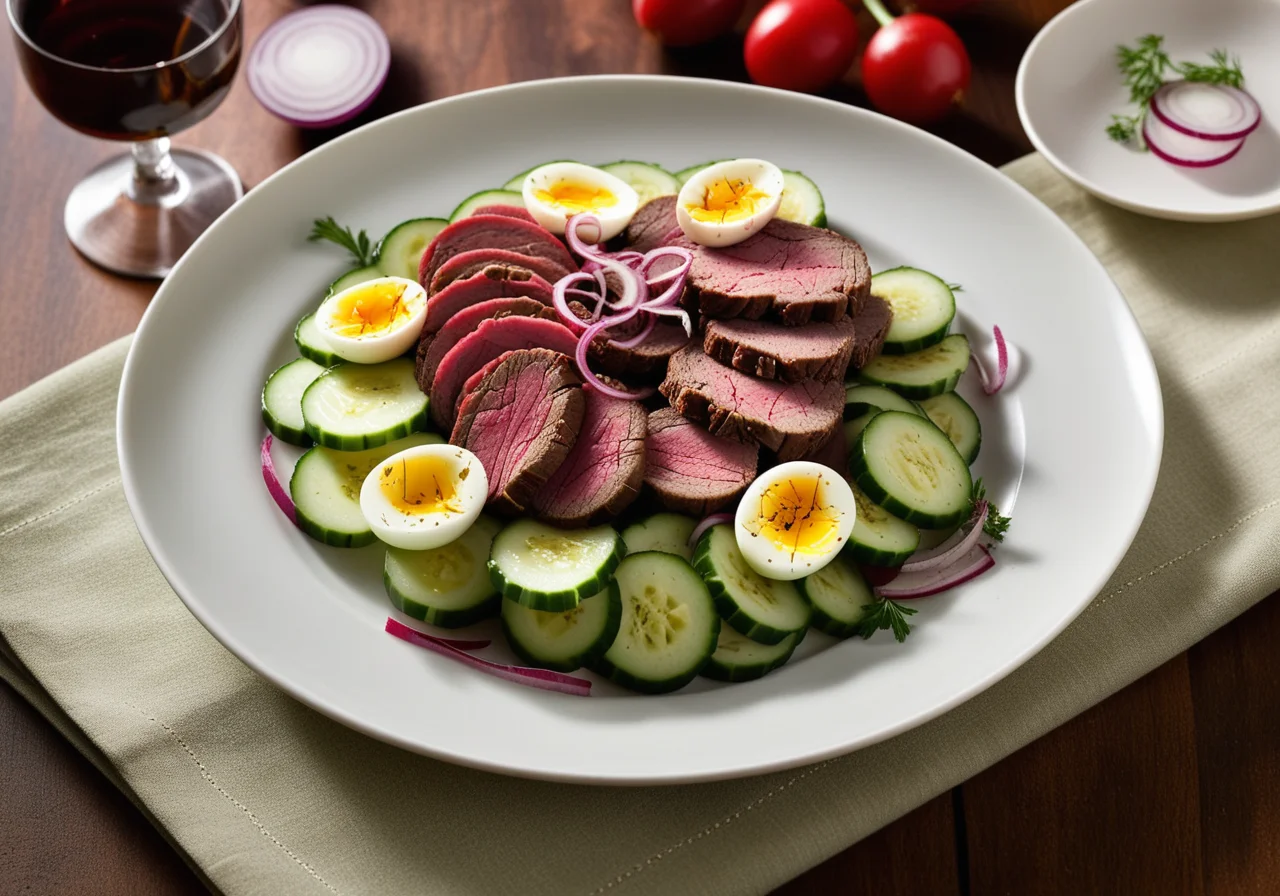 Cucumber Salad with Roast Beef