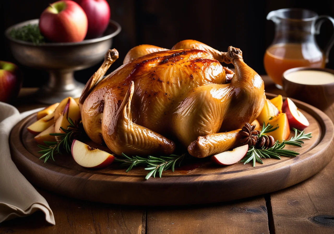 Roasted Chicken with Apples in Calvados Sauce