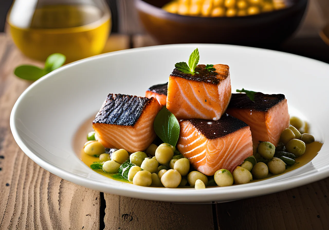 Pan-fried Salmon Cubes