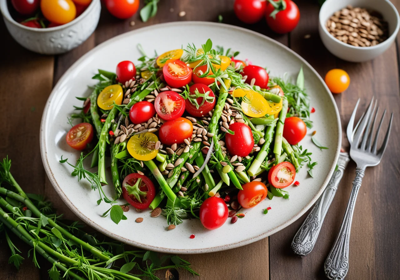 Asparagus Salad with Lentil Sprouts