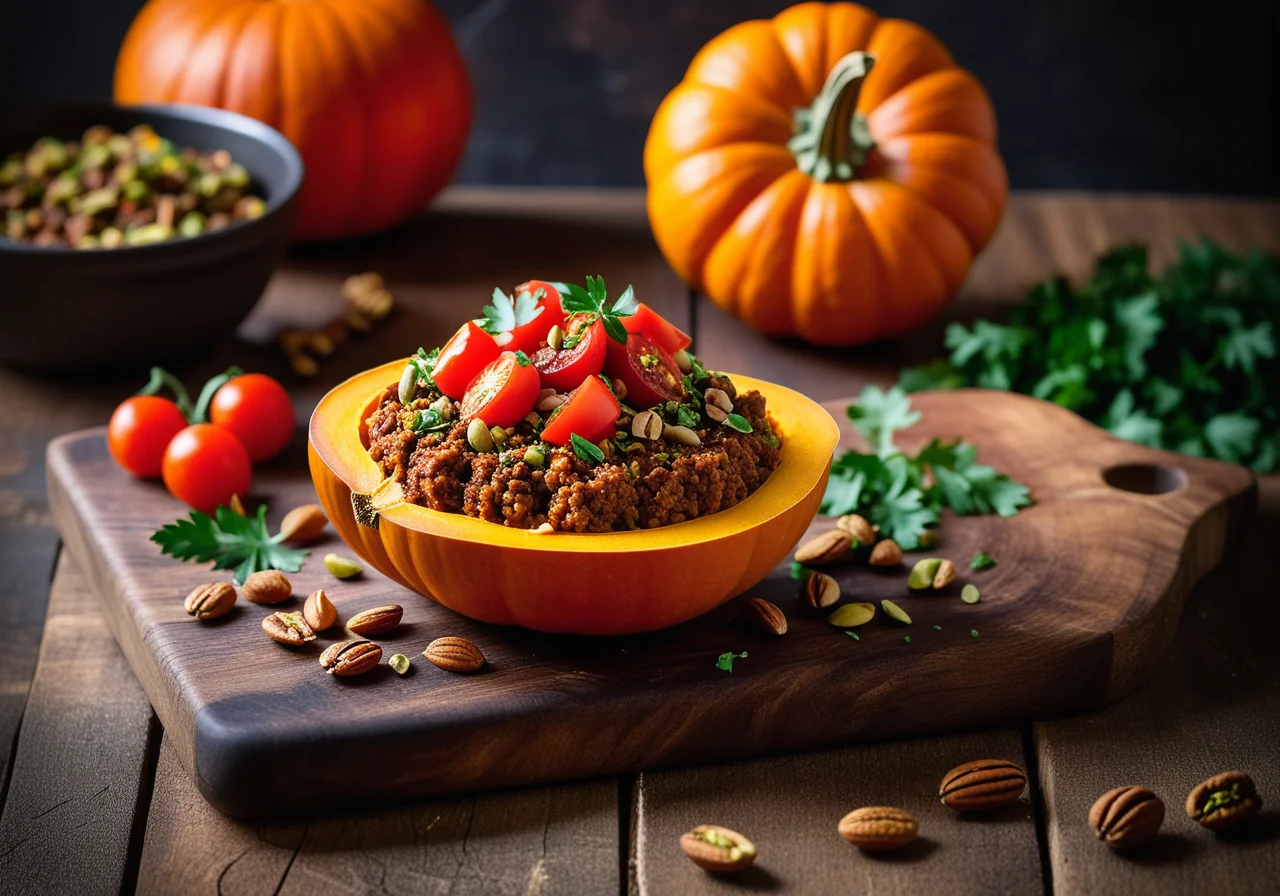 Pumpkin with Ground Meat and Pistachio Filling