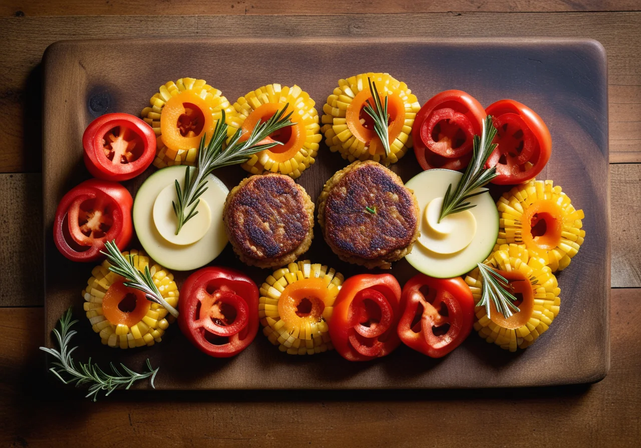 Corn Patties with Bell Peppers and Artichokes
